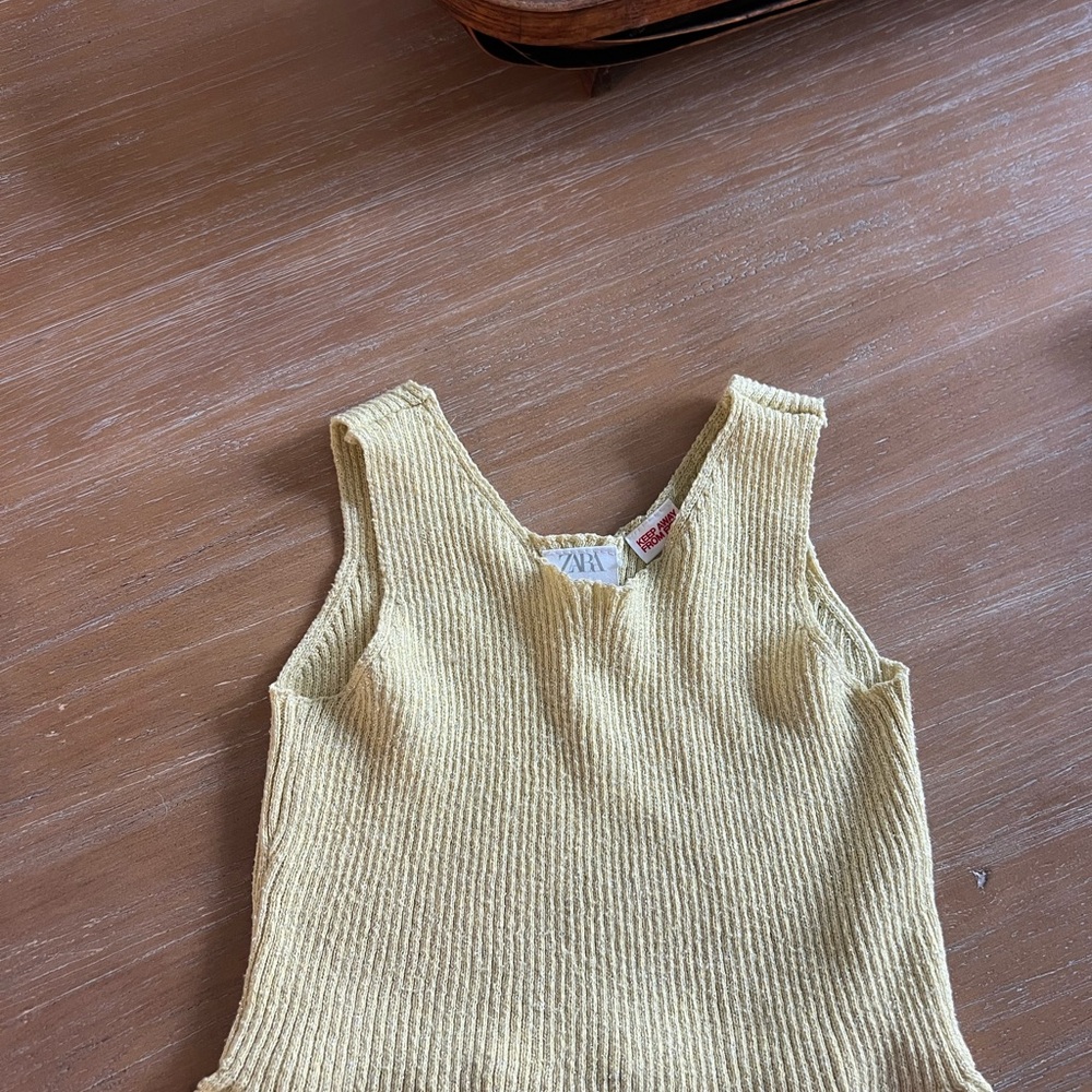 Zara sparkly yellow ribbed Knit Tank Top